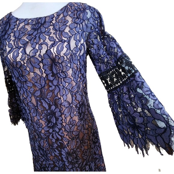 Eliza J Womens Lace Tulip Cocktail Dress Size 6 Grey/Purple Fit Flare Whimsigoth - Picture 6 of 16